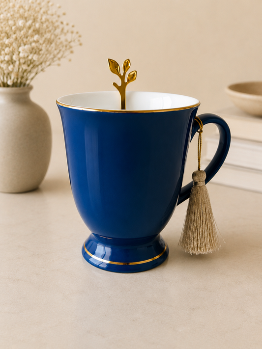 Royal Blue Mug with Champagne Beige Tassel