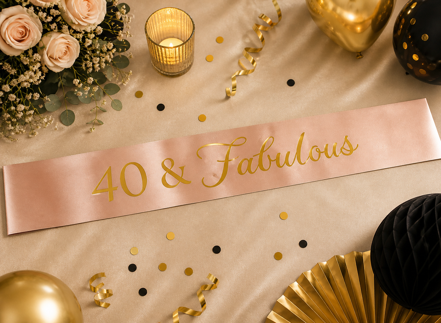 40 & Fabulous Sash (Light Rose Gold)