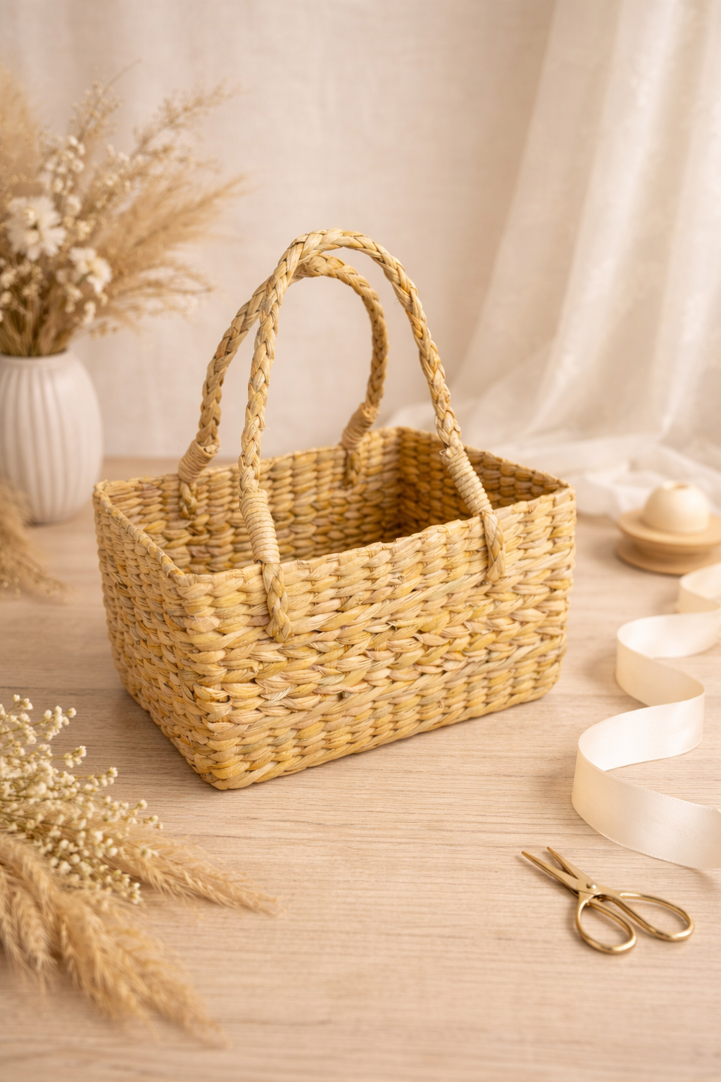 Natural Cane Rectangle Basket