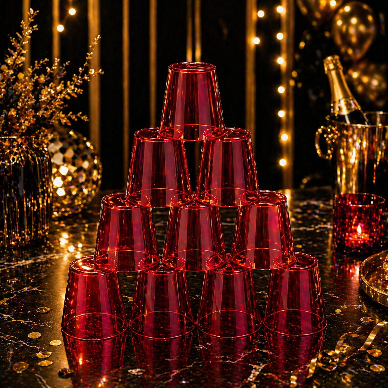 Neon Shot Glasses (Red)- Pack of 10