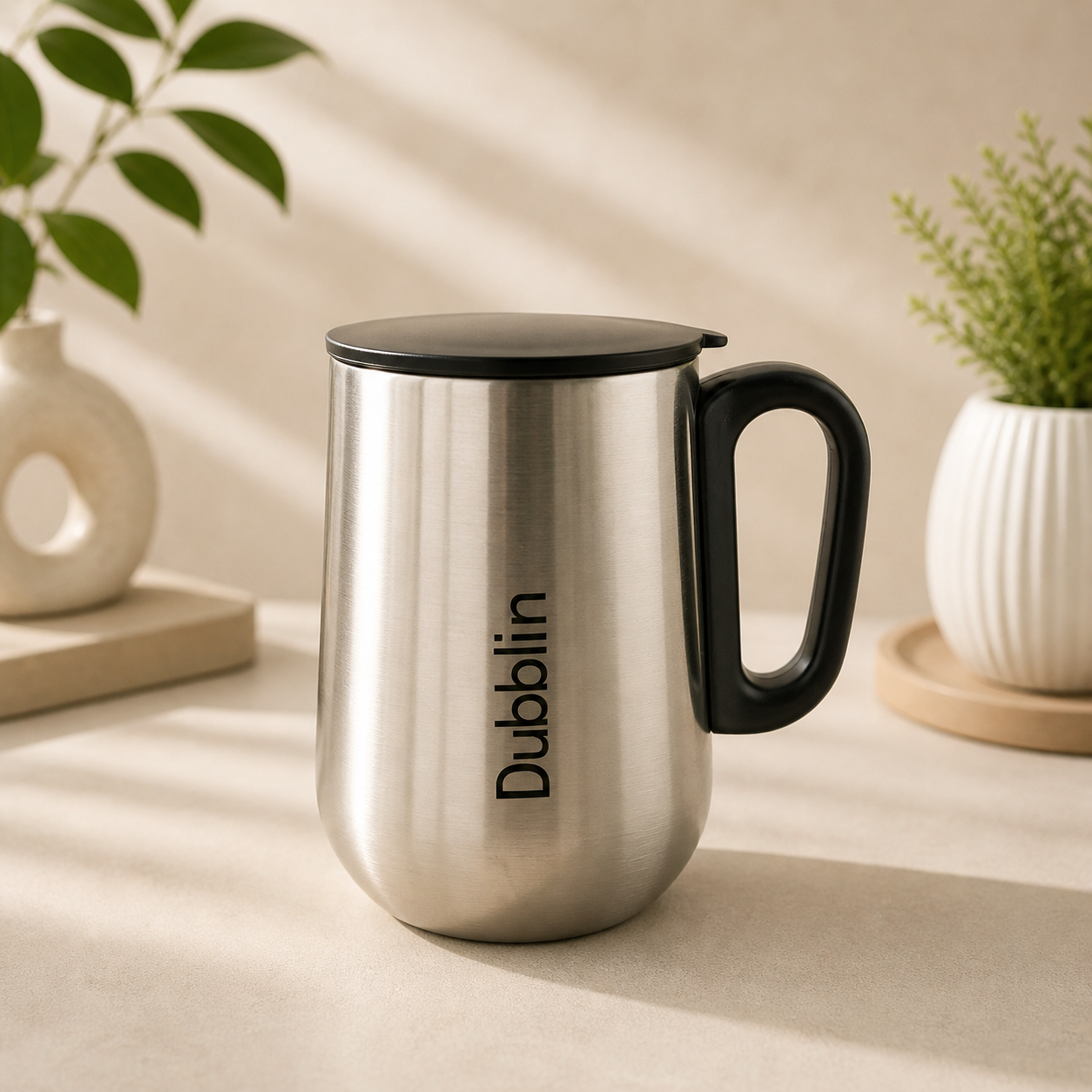 Silver Insulated Mug with Lid