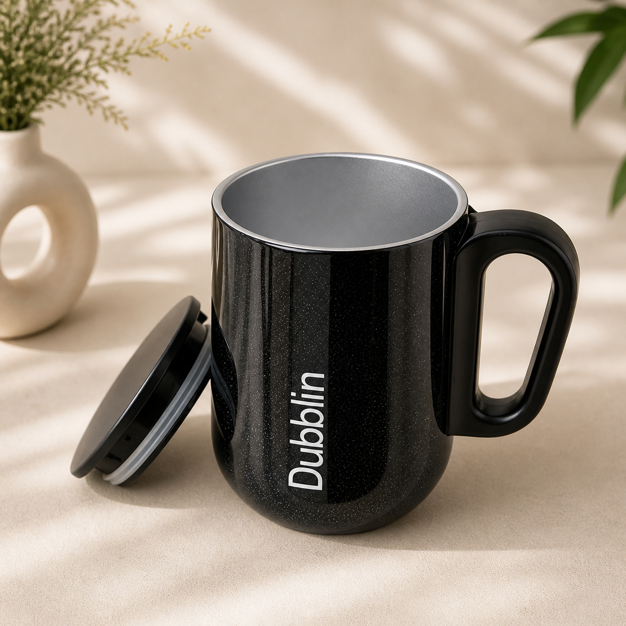Black Insulated Mug with Lid